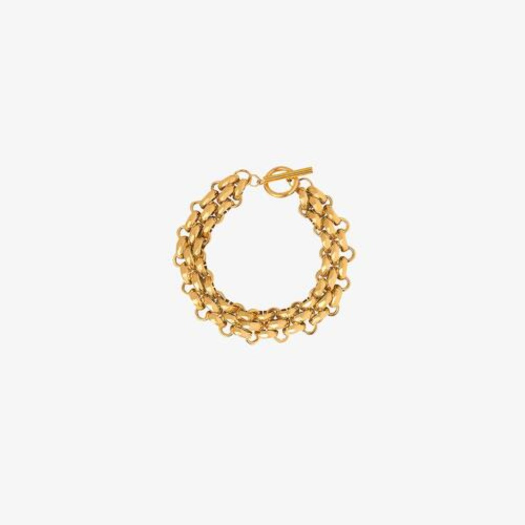 Gold-Plated Toggle Clasp Bracelet LA ROSE BEAUTY